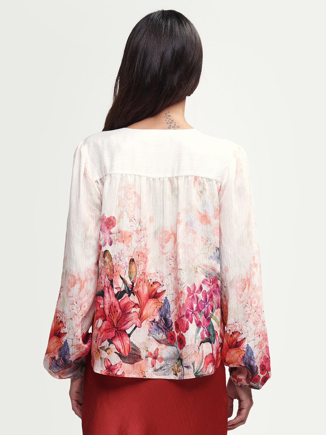 Rareism Women's Aerit Multi Viscose Blend Full Sleeve Regular Fit Floral Print Top