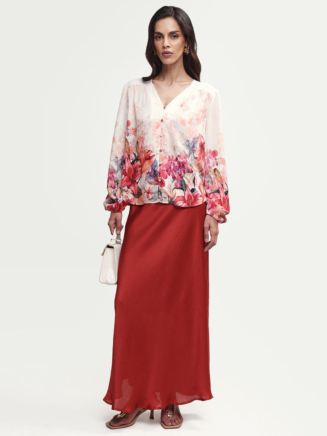 Rareism Women's Aerit Multi Viscose Blend Full Sleeve Regular Fit Floral Print Top