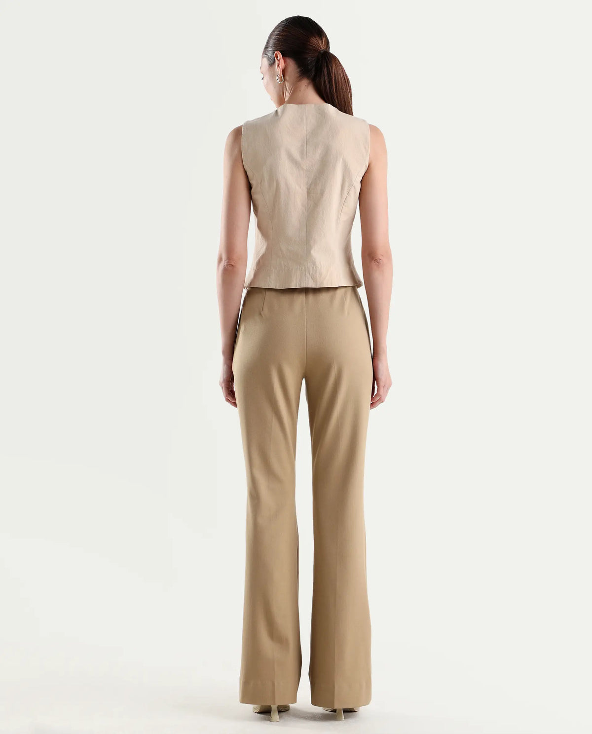 Rareism Women's Frare Khaki Viscose Bootcut Plain Trouser