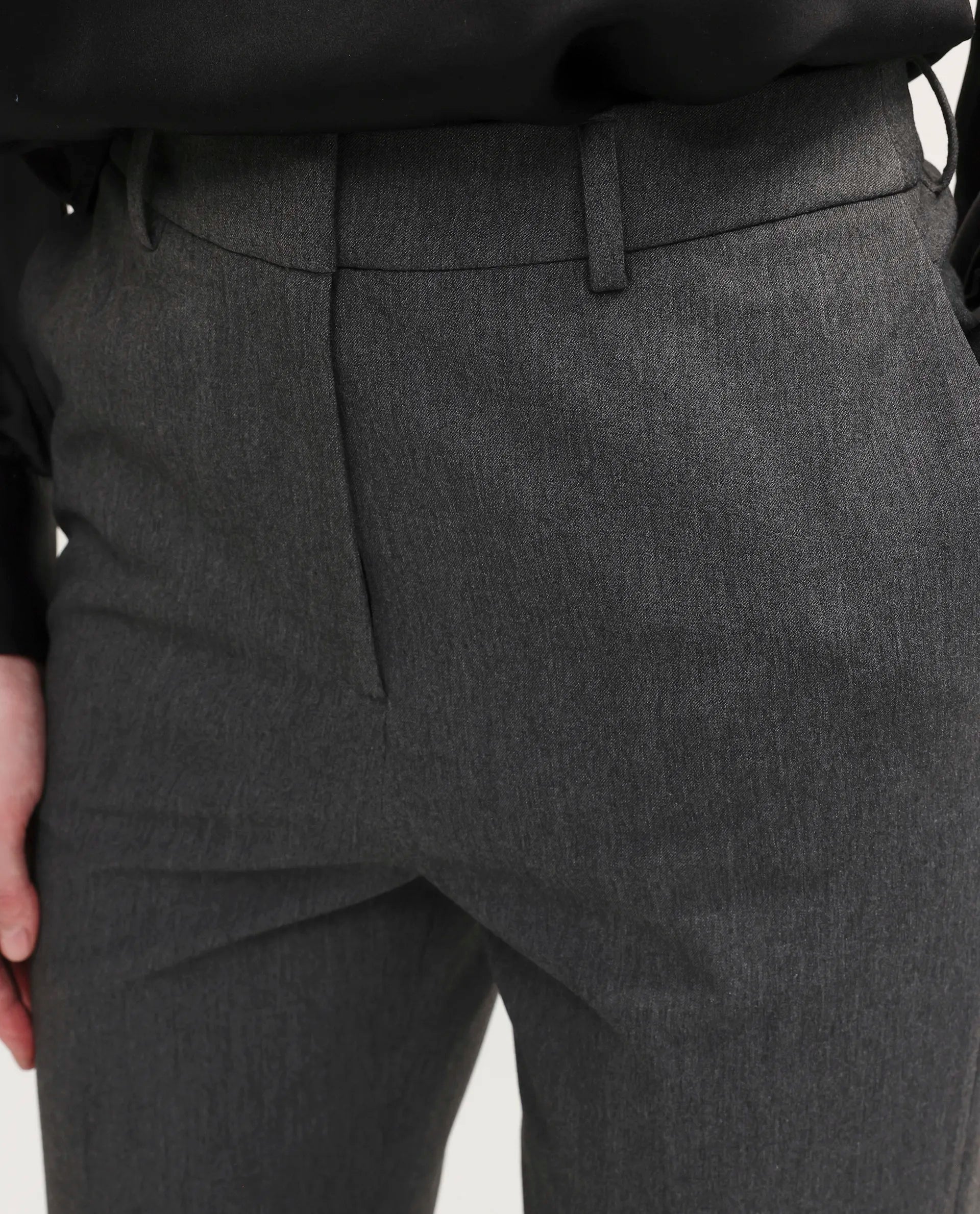 Rareism Women's Paper Grey Polyester Blend Fabric Tapered Plain Trouser