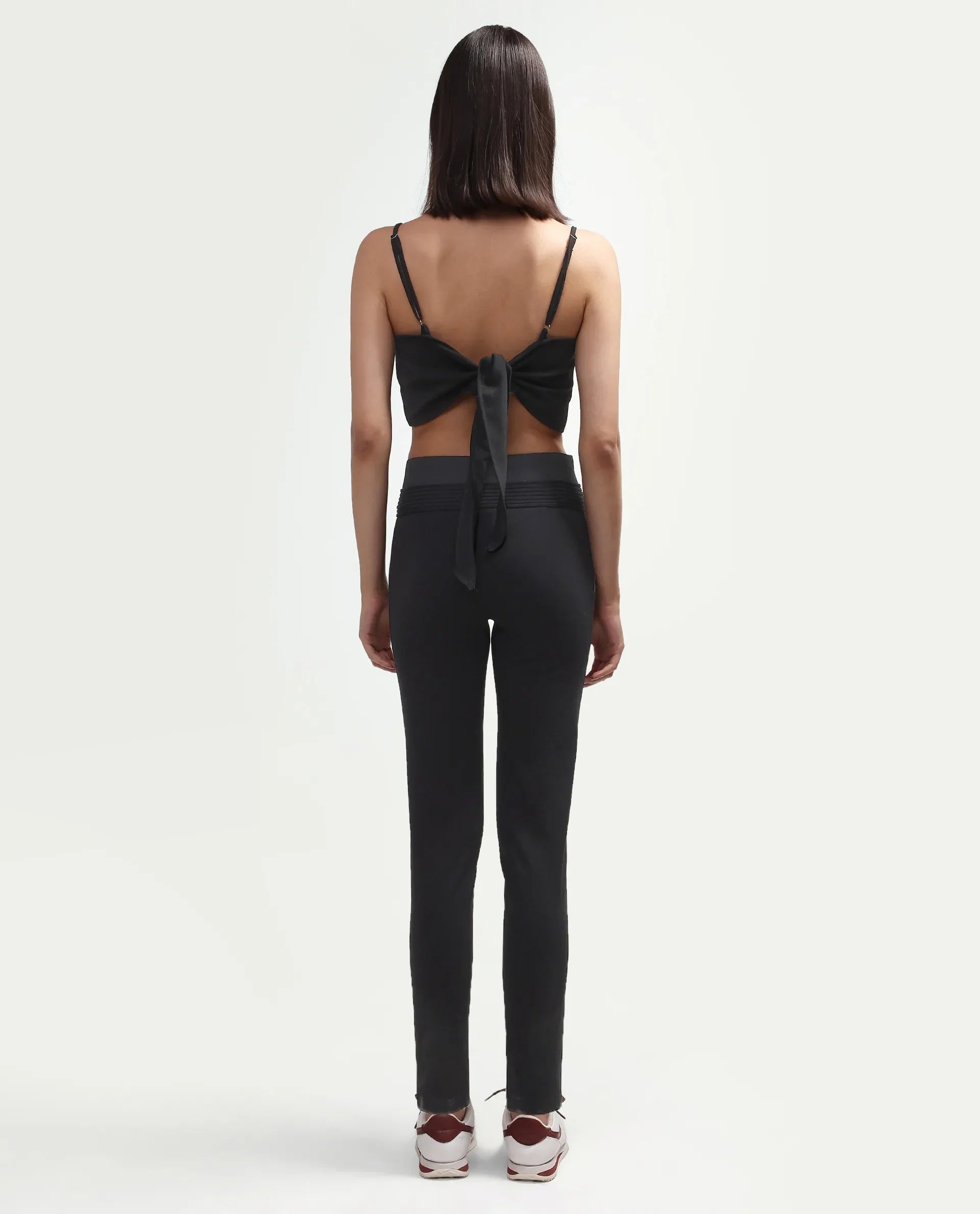 Rareism Women's Jancuro-S26 Black Viscose Blend Slim Fit Plain Trouser