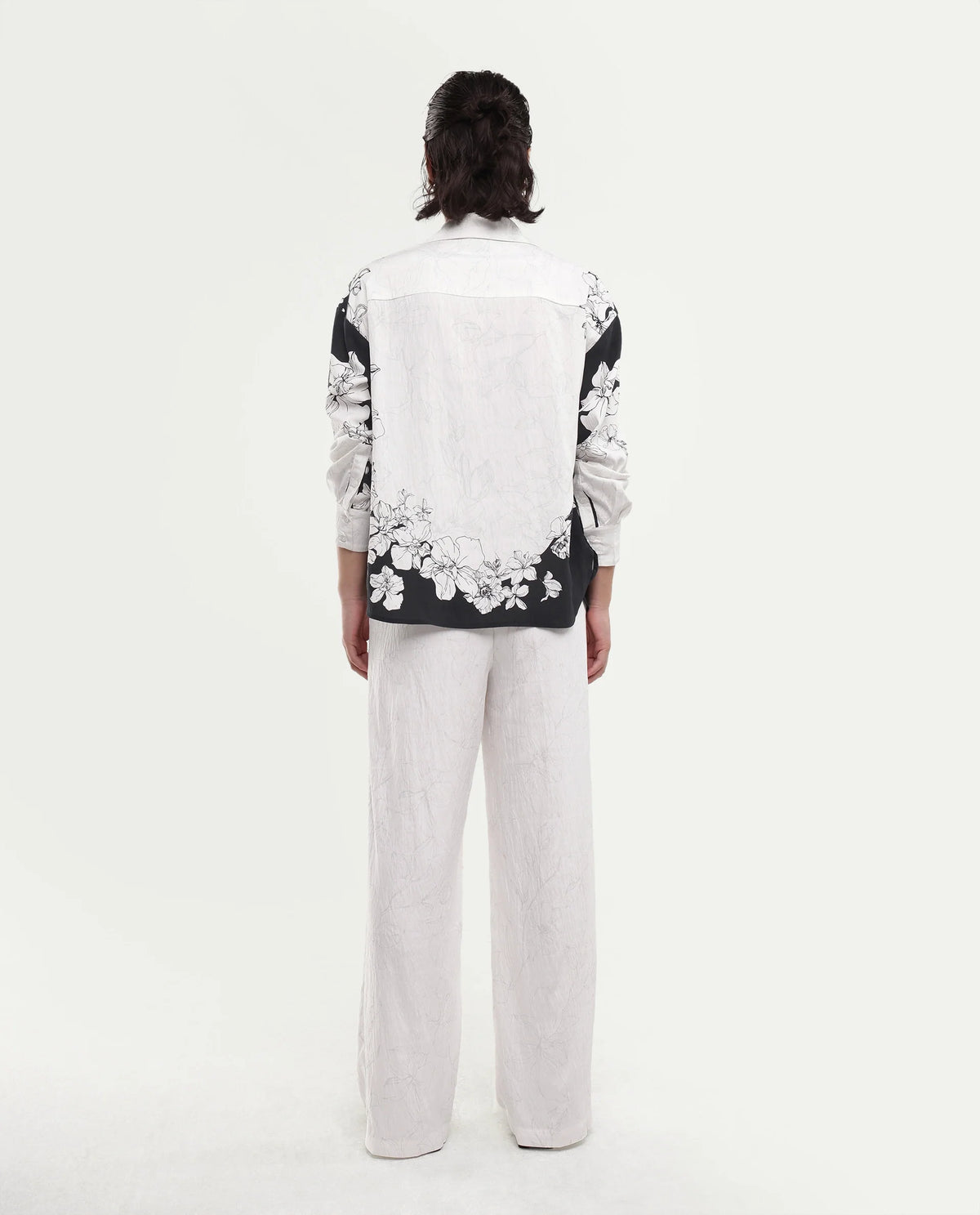 Rareism Women's Camiya-B White Viscose Blend Wide Printed Trouser