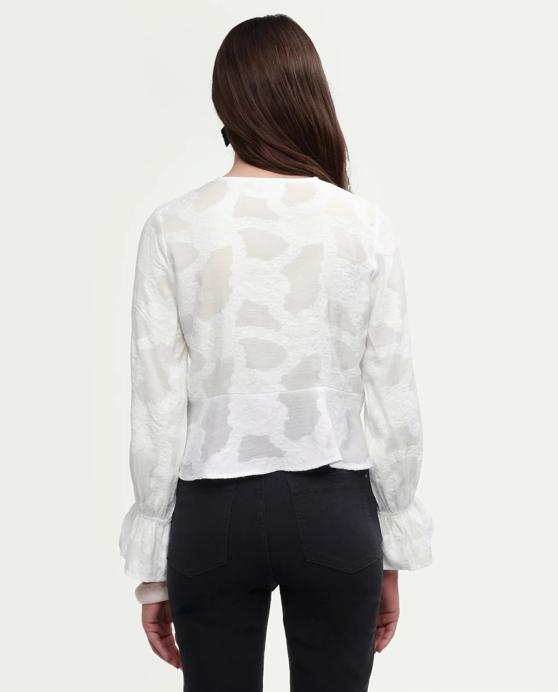 Rareism Women's Daro Offwhite Viscose Blend Tie-Up Regular Plain Top