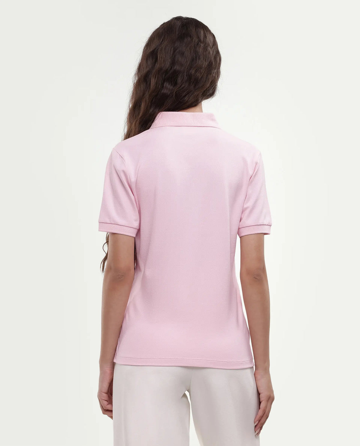 Rareism Women's Basic Rr-Corp-Elane Light Pink Cotton CollaredRegular Plain Polo