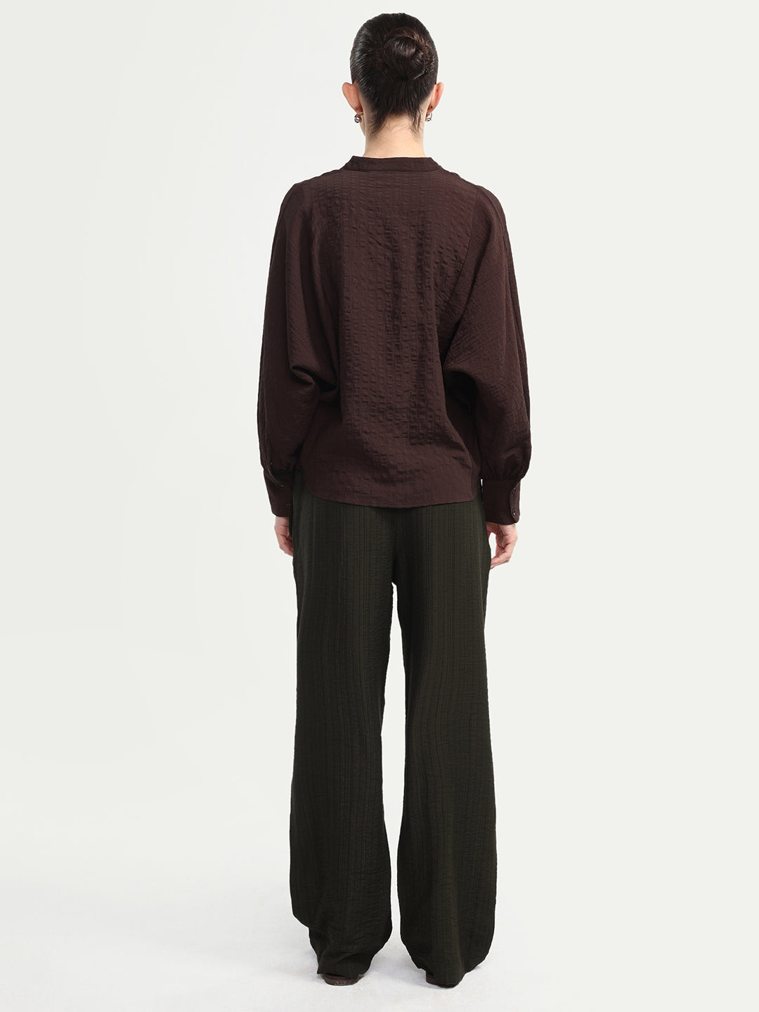 Rareism Women's Dano-B Olive Viscose Blend Drawstring Wide Plain Trouser