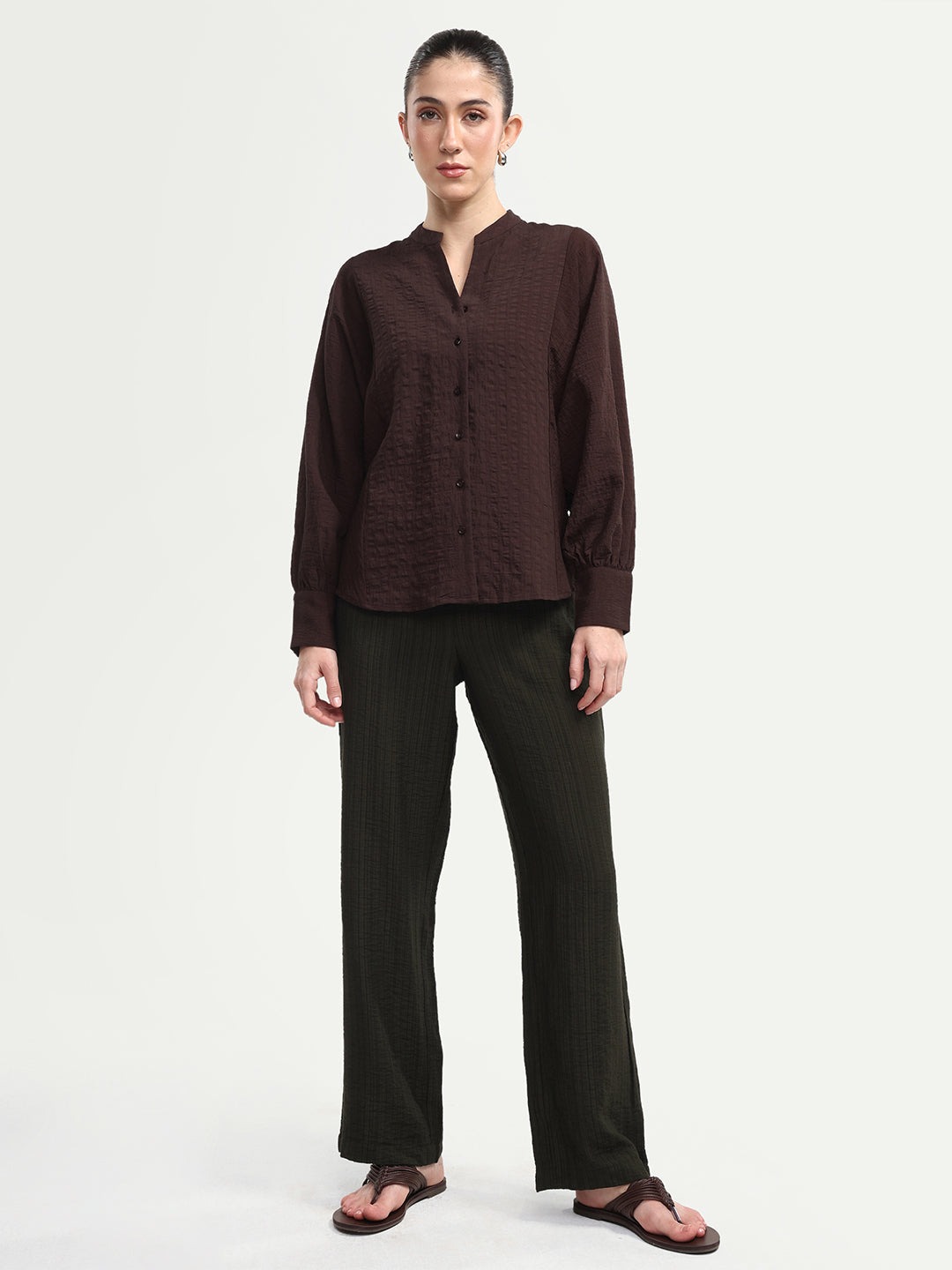 Rareism Women's Dano-B Olive Viscose Blend Drawstring Wide Plain Trouser