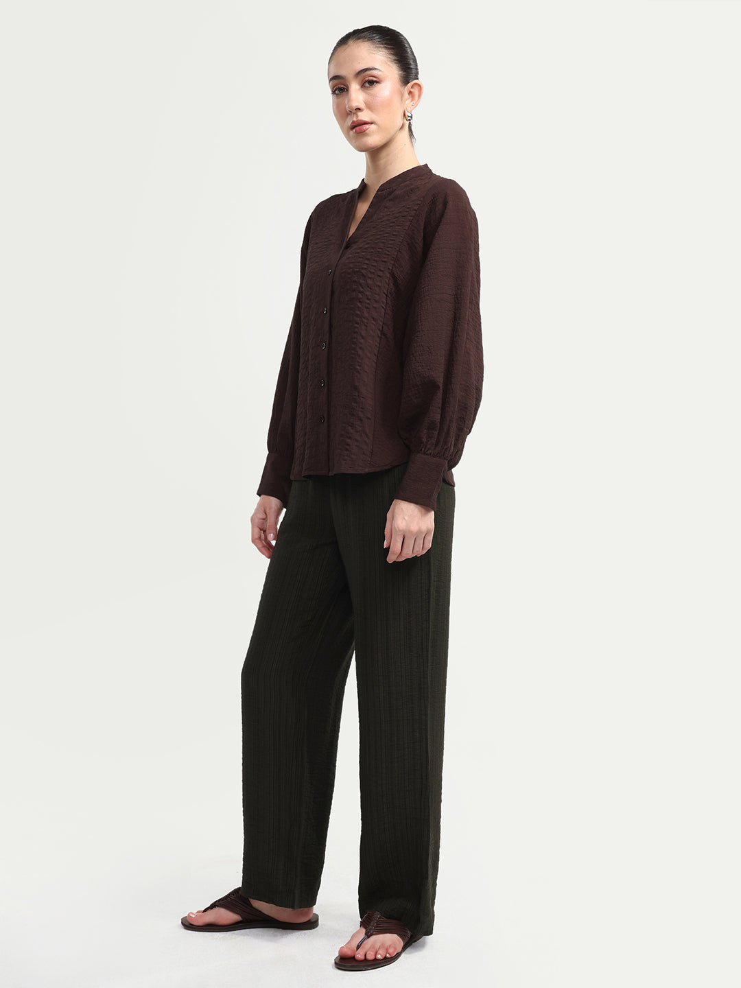 Rareism Women's Dano-B Olive Viscose Blend Drawstring Wide Plain Trouser