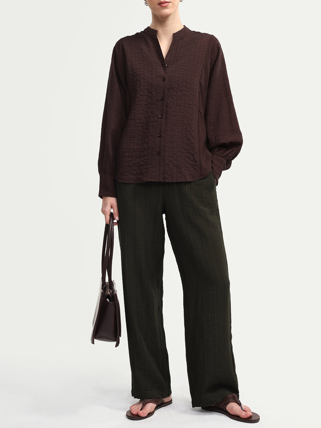 Rareism Women's Dano-B Olive Viscose Blend Drawstring Wide Plain Trouser