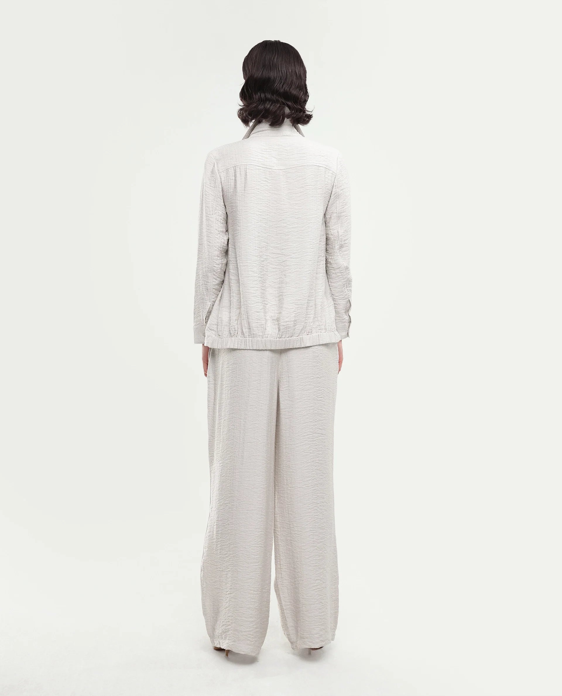 Rareism Women's Dion-B Off White Viscose Blend Button And Zip Straight Plain Trouser