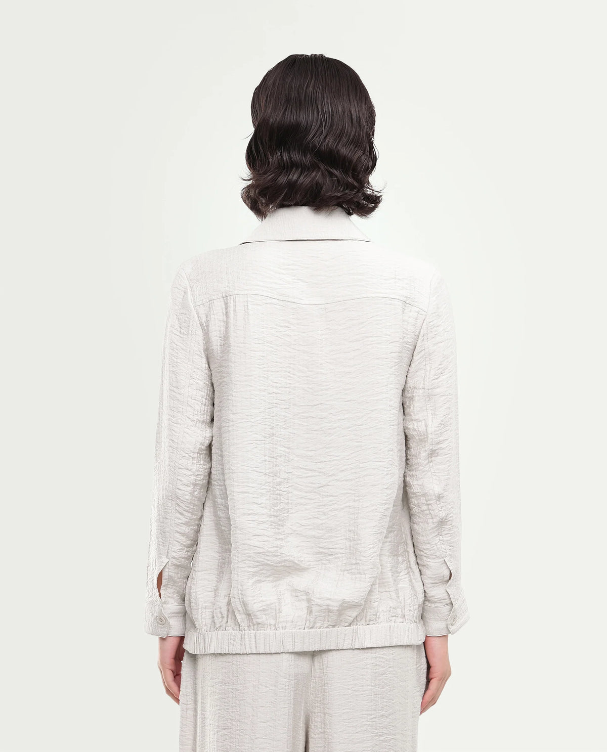 Rareism Women's Dion-T Off White Viscose Blend Spread Collar Button Boxy Plain Shacket