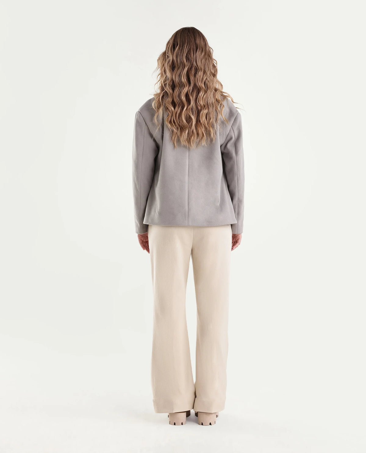 Rareism Women's Frare-Aw26 Beige Polyester Blend Bootcut Plain Trouser