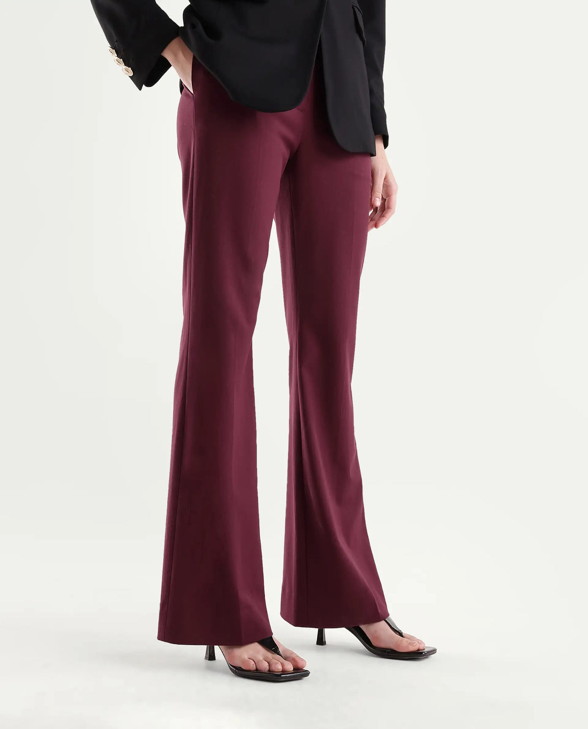 Rareism Women's Frare-Aw26 Dark Red Polyester Blend Bootcut Plain Trouser