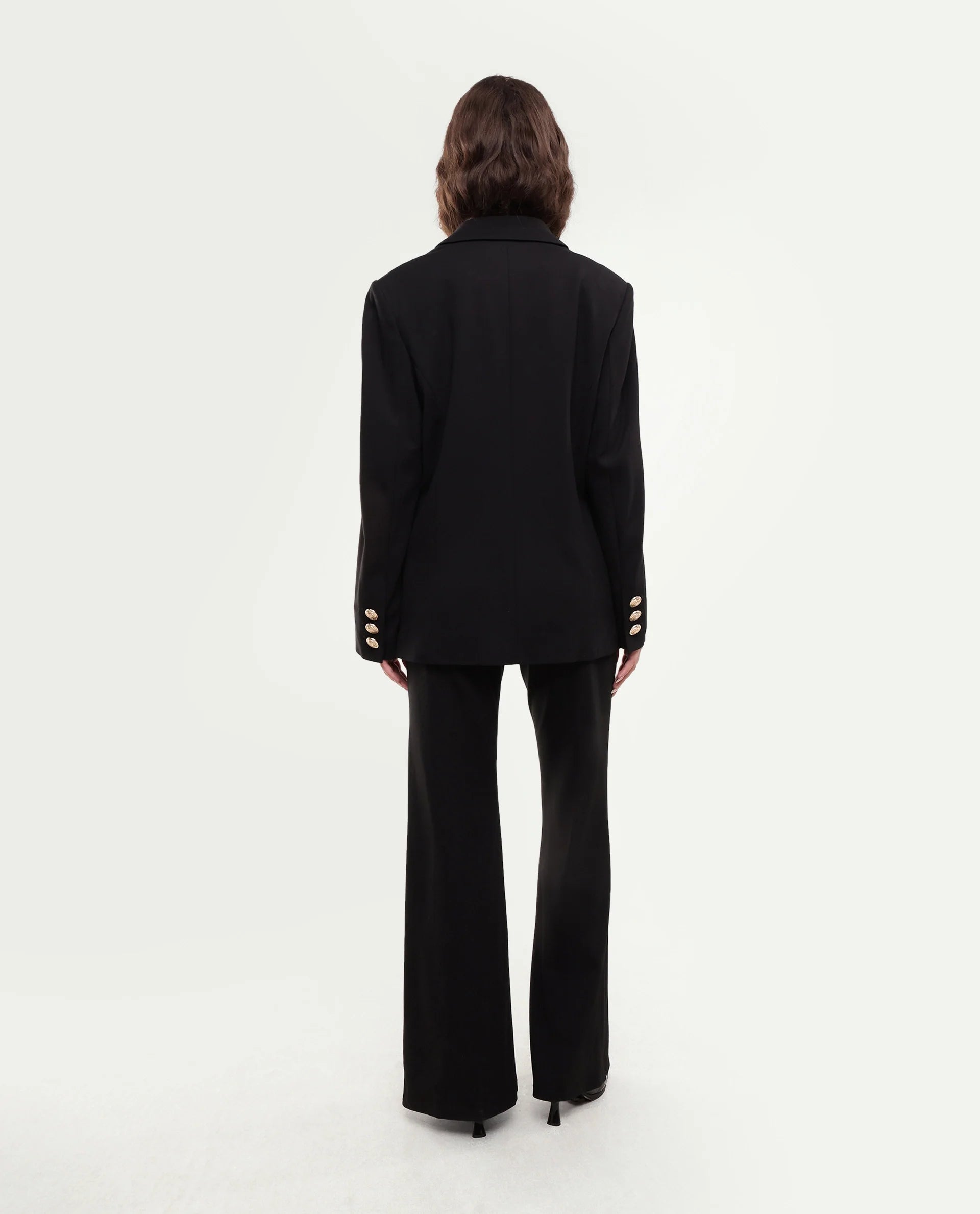 Rareism Women's Pango Black Viscose Blend Straight Plain Trouser