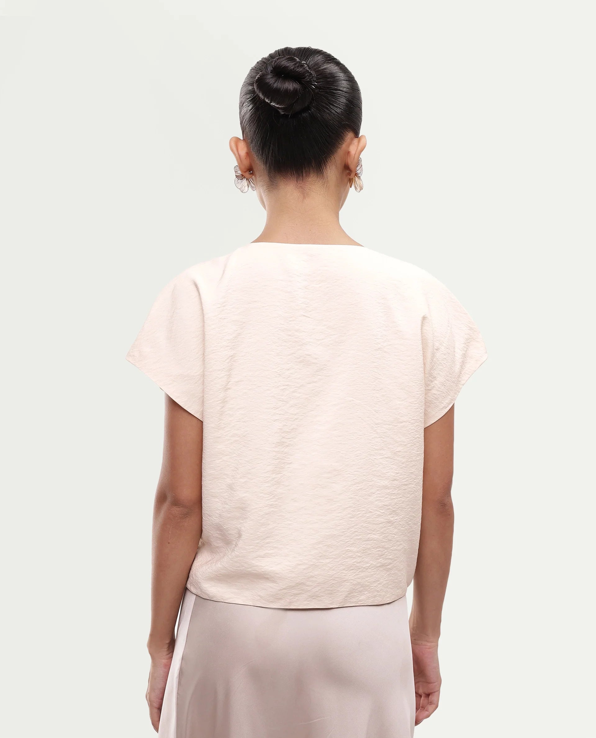 Rareism Women's Gena Beige Viscose Blend Button Regular Fit Top