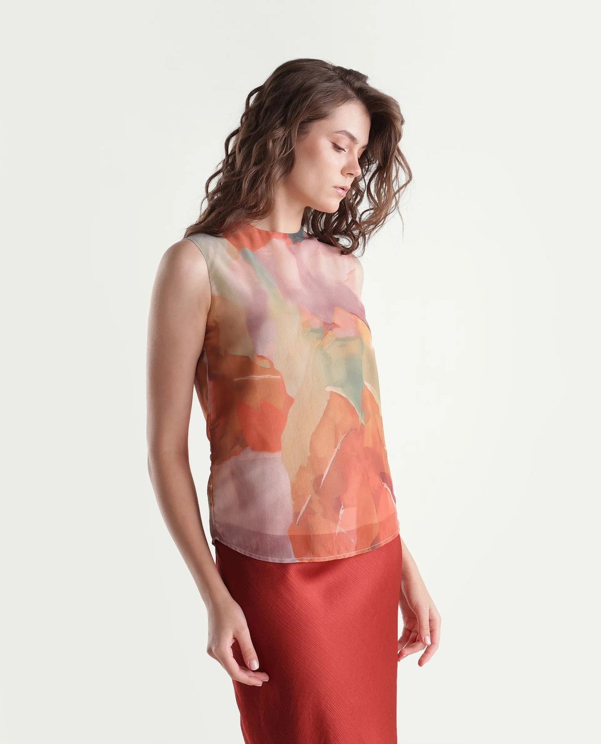 Rareism Women's Gane Multi Polyester Button Regular Fit Top