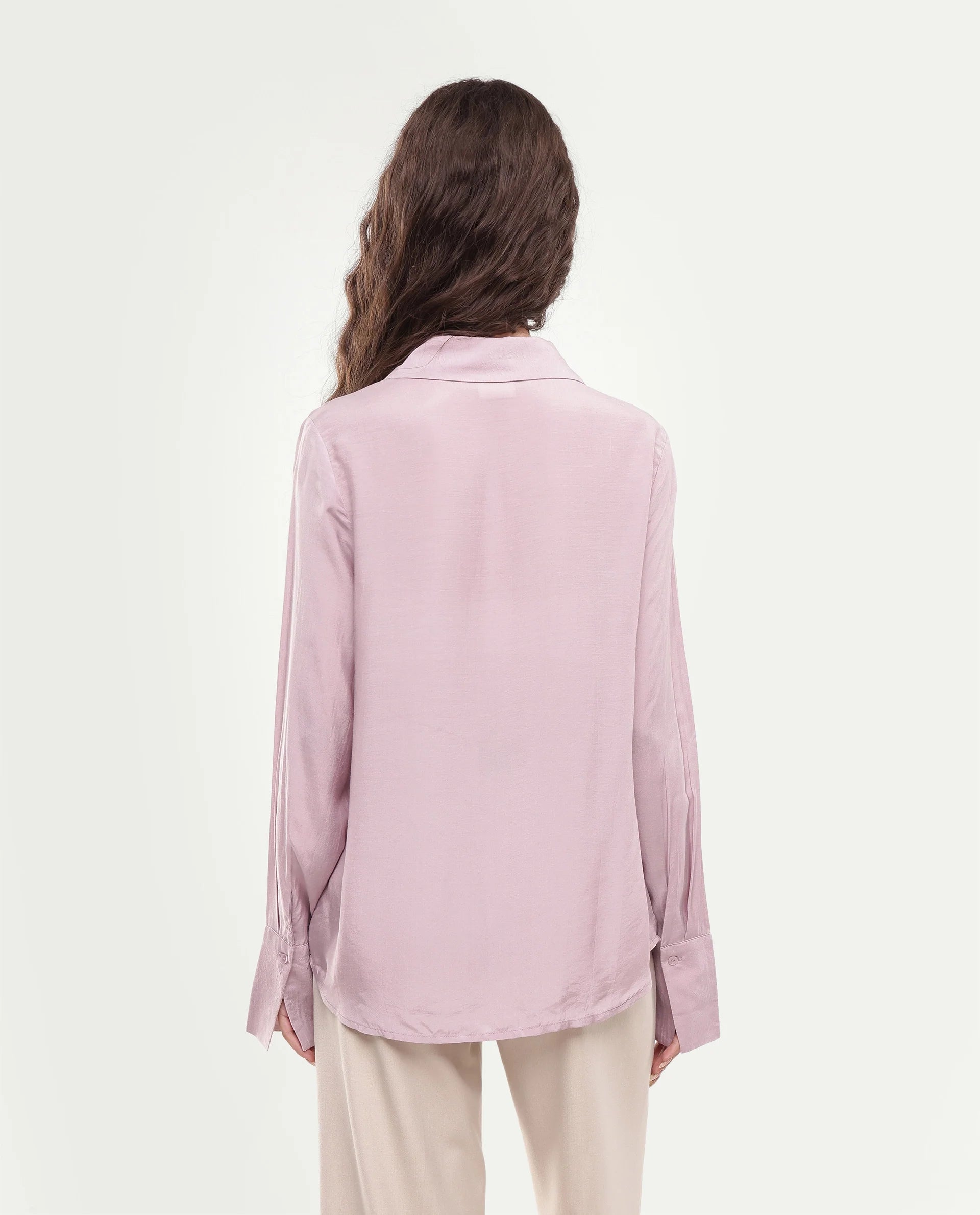 Rareism Women's Irena Dusky Pink Viscose Blend Button Regular Fit Shirt