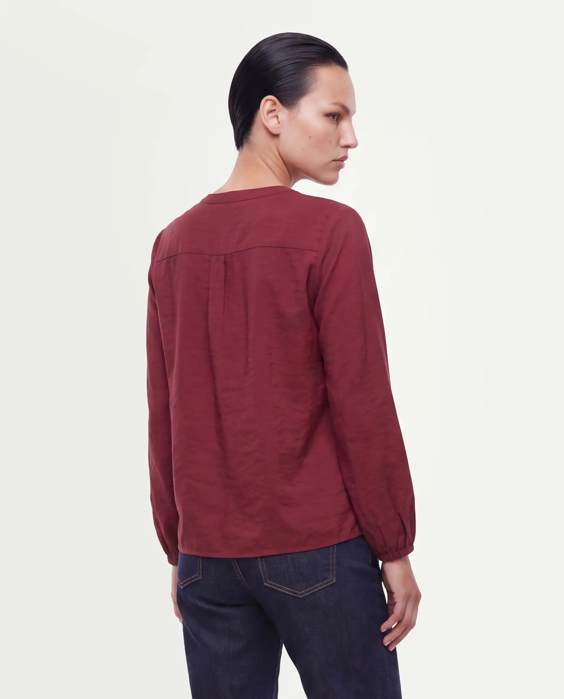 Rareism Women's Fenchy Dark Red Viscose Blend Button Regular Fit Top