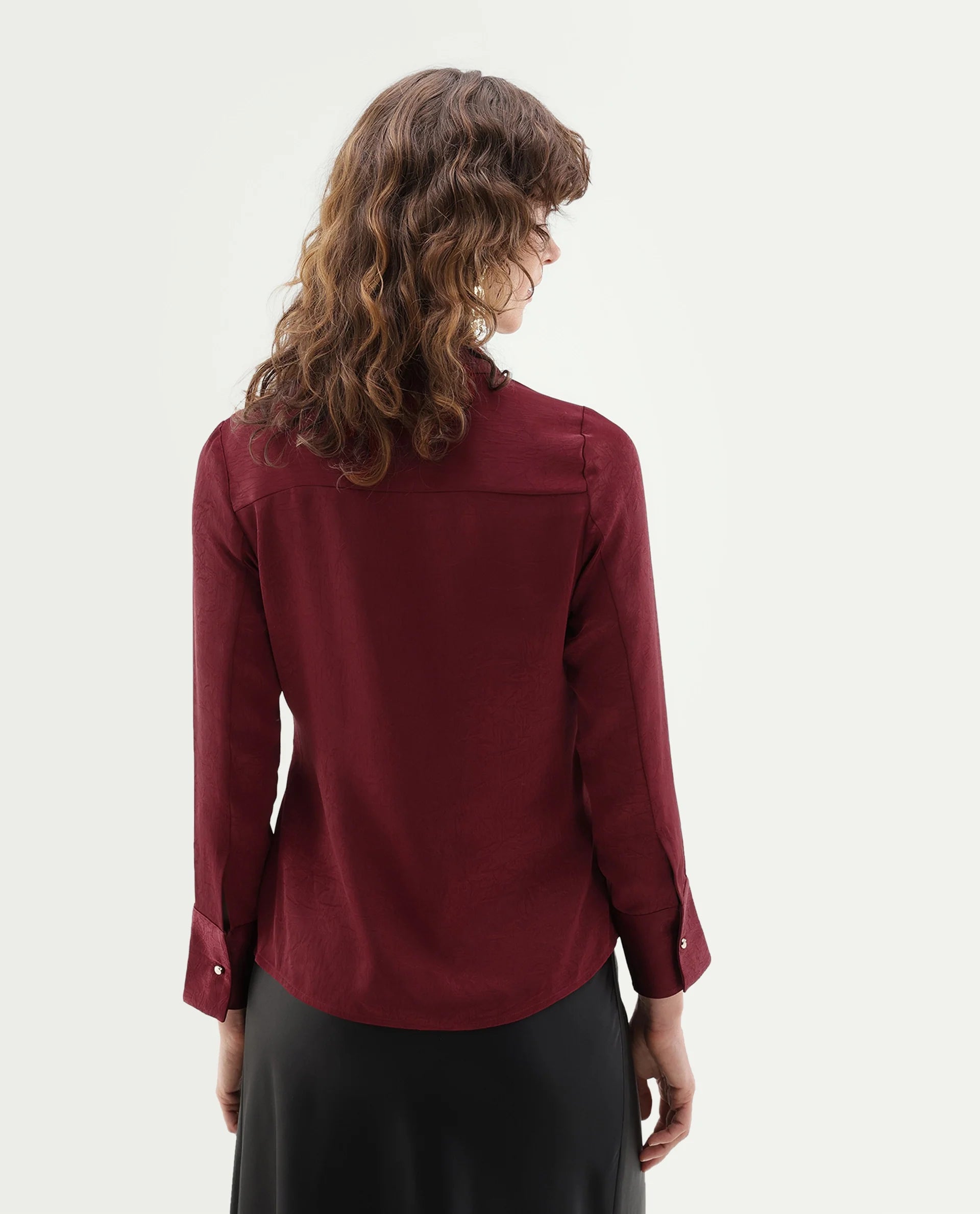 Rareism Women's Fasin Red Polyester Pull-On Wrap Top