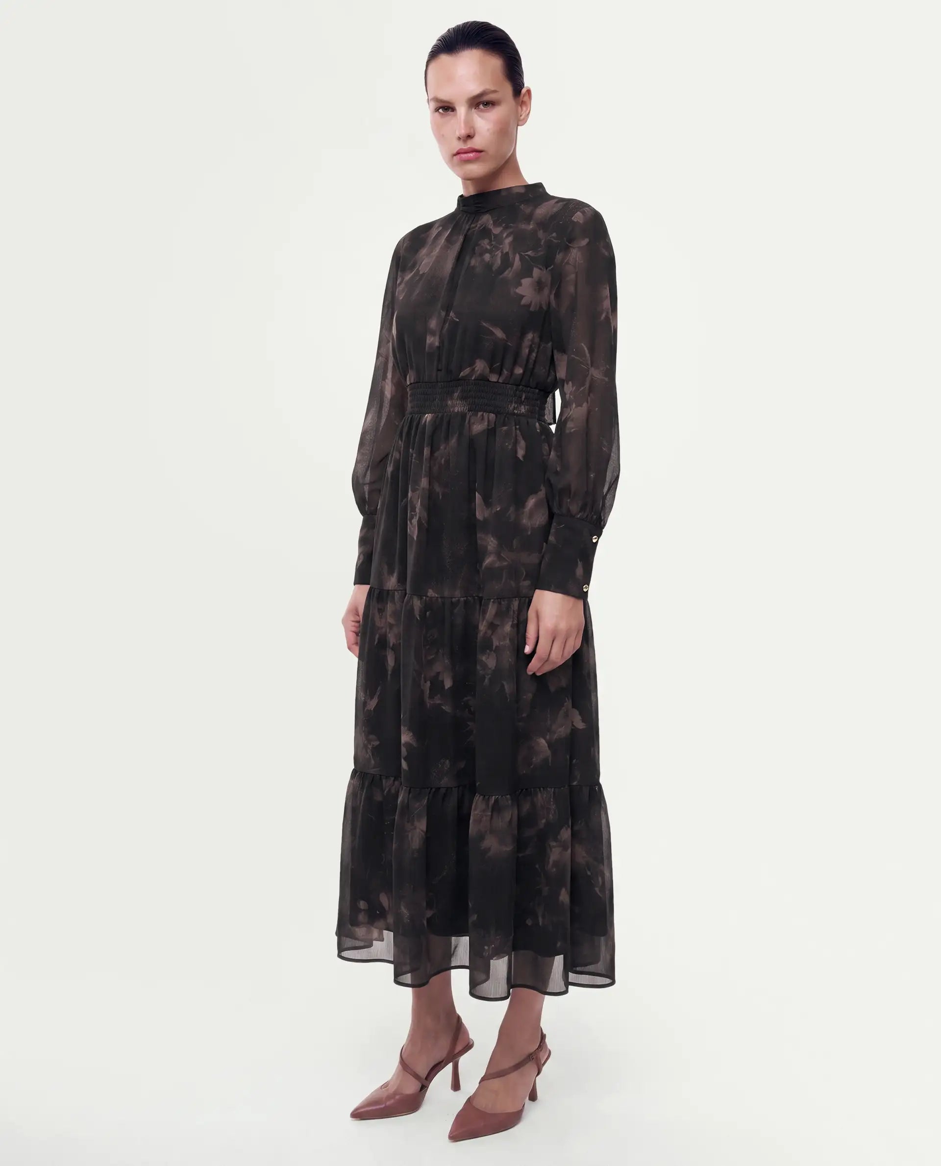Rareism Women's Yuval Brown Polyester Button Fit And Flare Dress