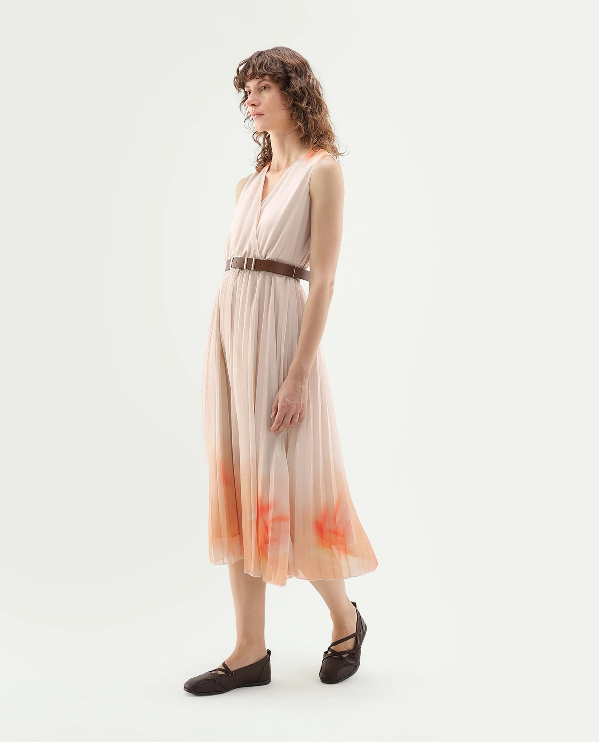 Rareism Women's Ineza Beige Polyester Pull-On Fit And Flare Abstract Print Dress