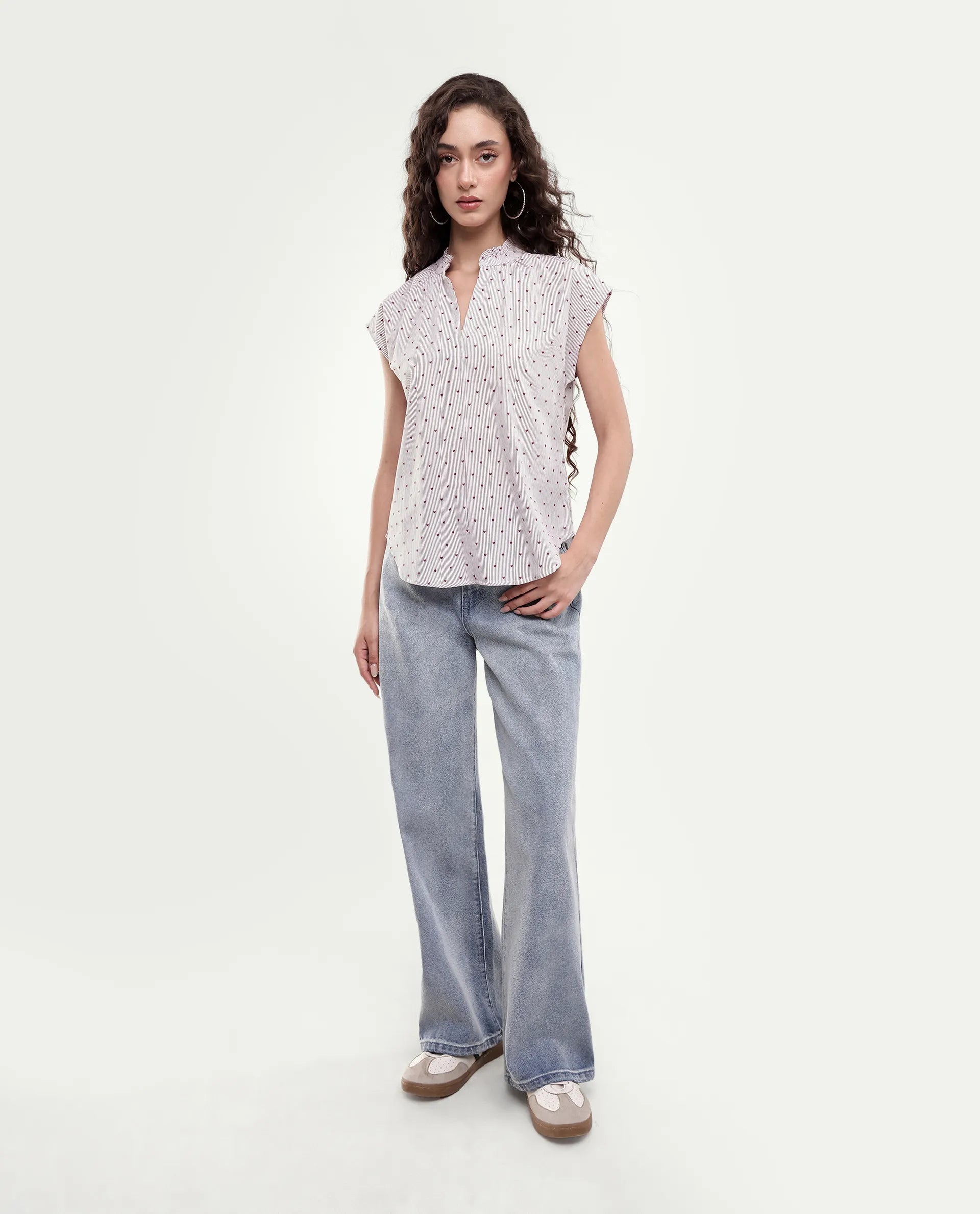 Rareism Women's Sitty Purple Cotton Pull-On Regular Fit Striped Top