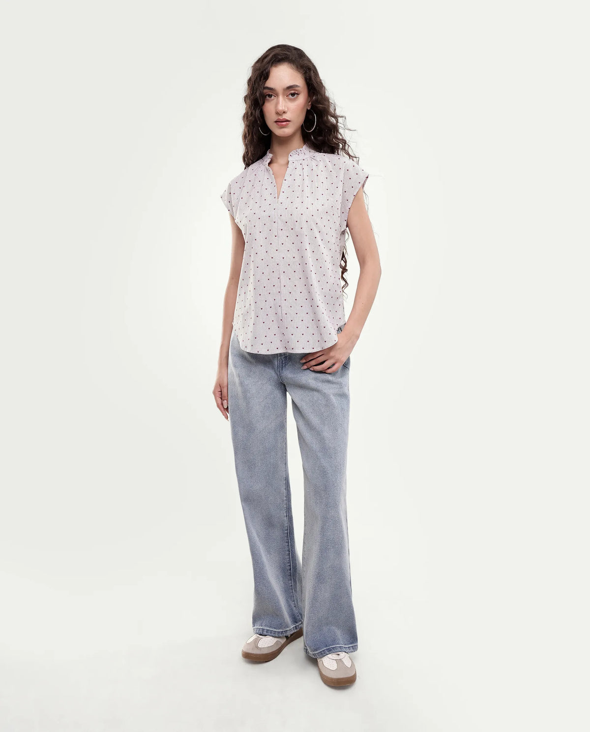 Rareism Women's Sitty Purple Cotton Pull-On Regular Fit Striped Top