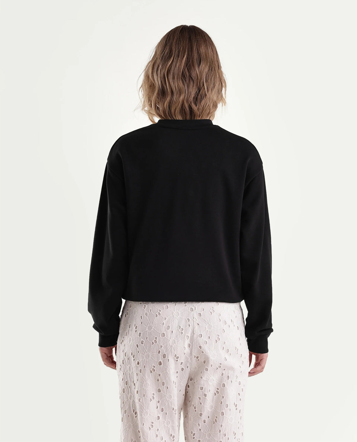 Rareism Women's Plat Black Cotton Blend Pull-On Relaxed Fit Floral Print Sweatshirt - image 7