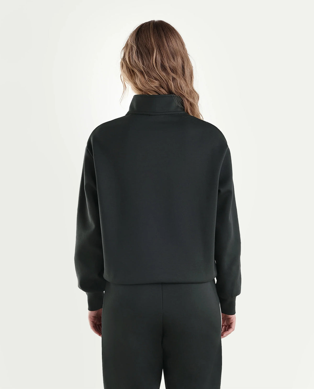 Rareism Women's Pint-T Dark Olive Cotton Blend Zipper Relaxed Fit Sweatshirt