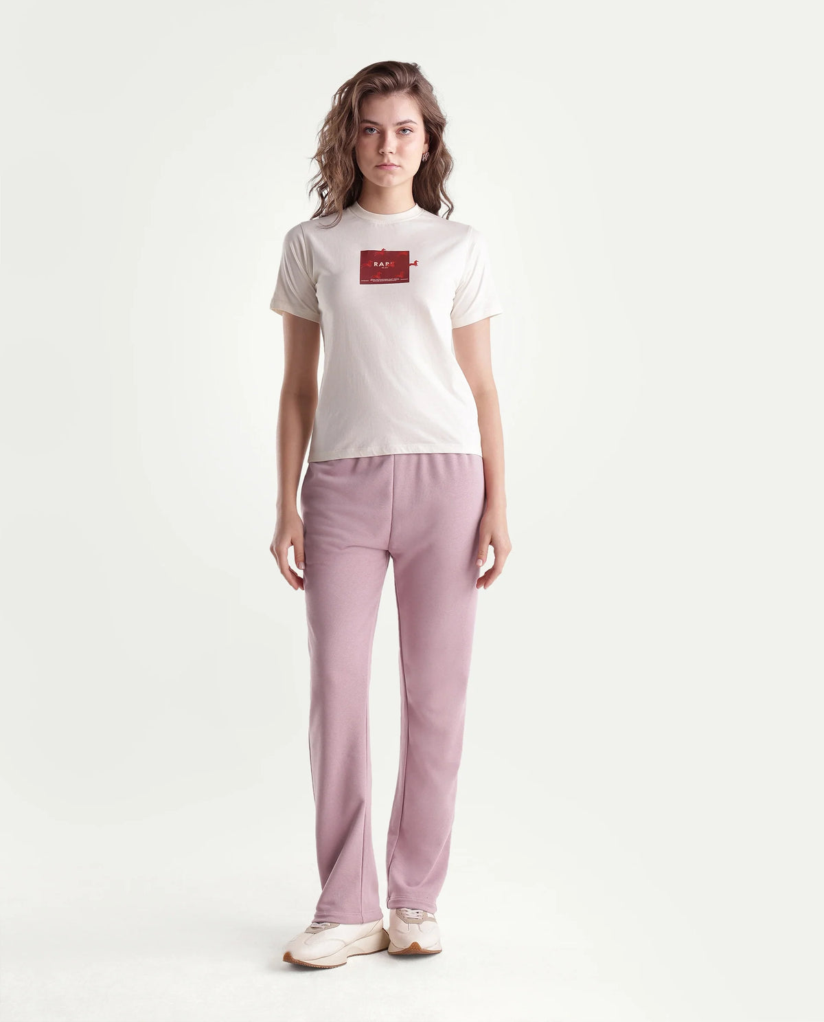 Rareism Women's Pick-B Dusky Pink Cotton Blend Straight Track Pant