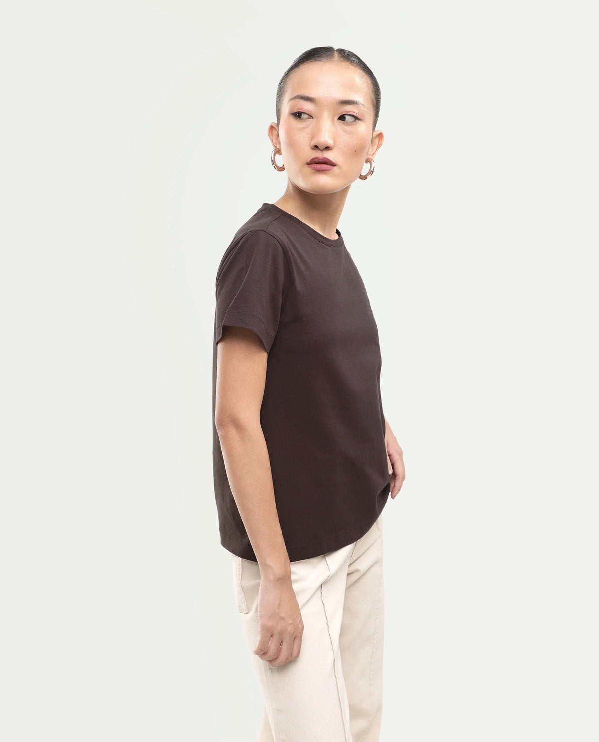 Rareism Women's Puncho Dark Brown Cotton Blend Pull-On Regular Fit Printed T-Shirt