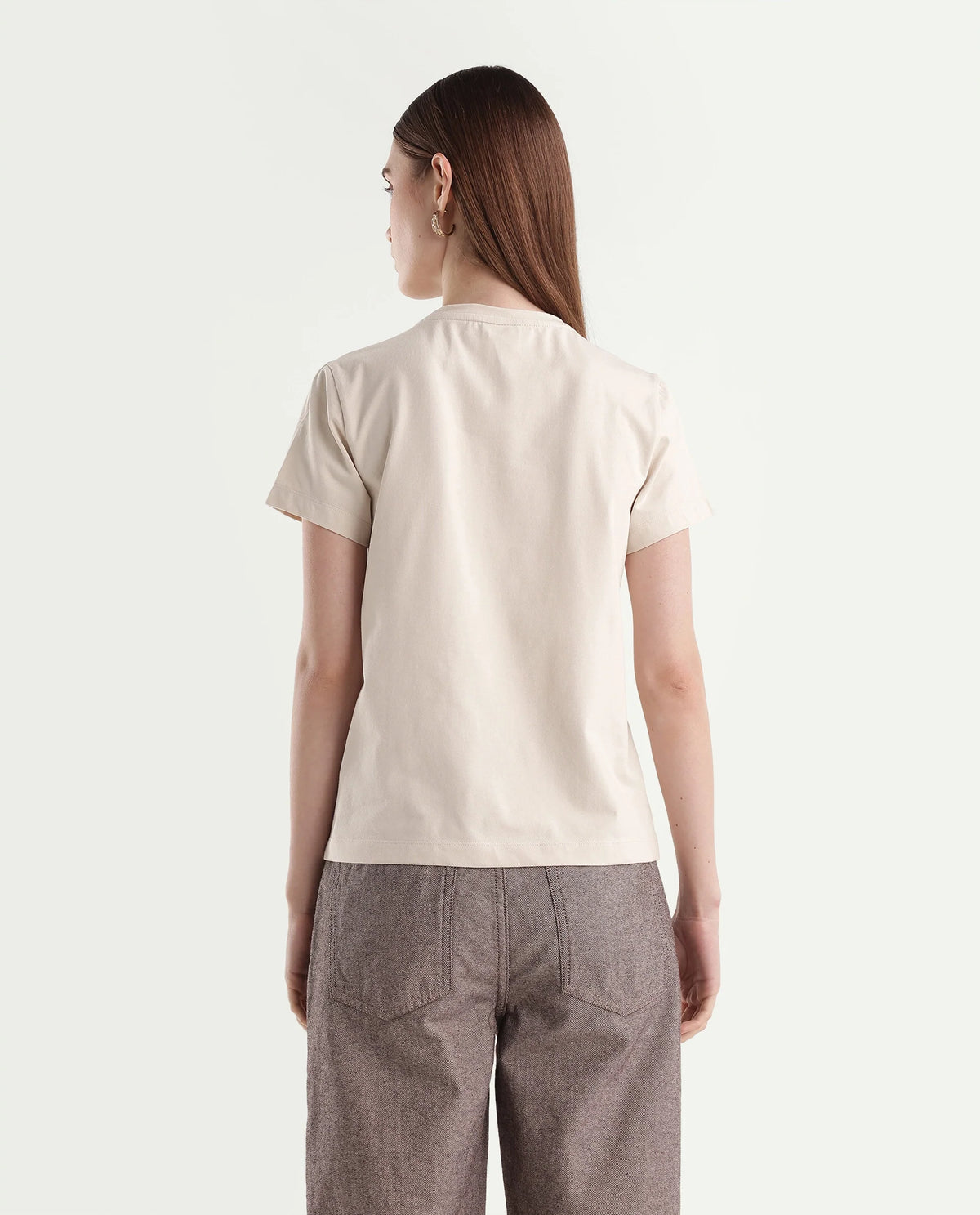 Rareism Women's Pexs Light Beige Cotton Blend Pull-On Regular Fit Printed T-Shirt - image 8