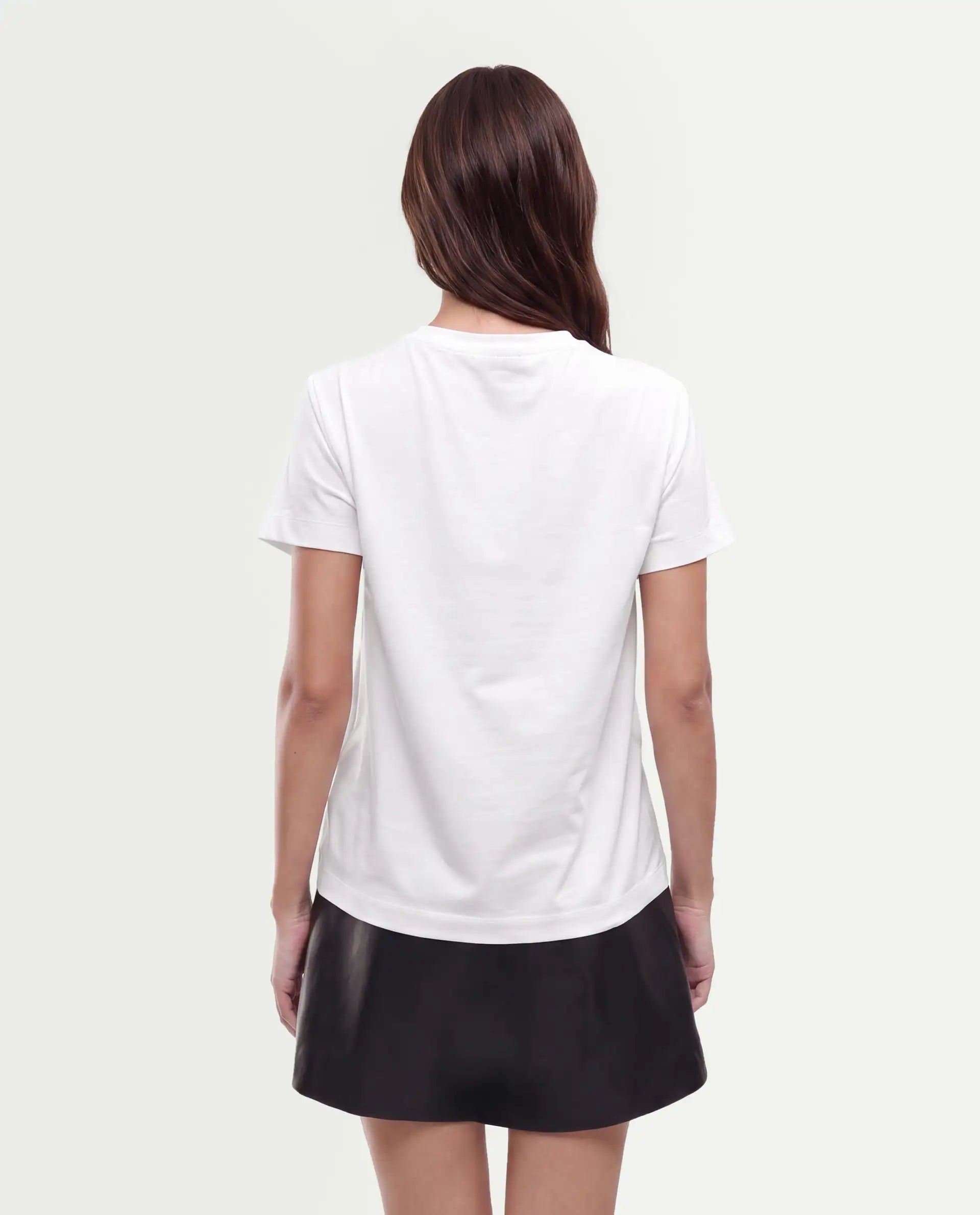 Rareism Women's Pish Off White Cotton Blend Pull-On Regular Fit T-Shirt