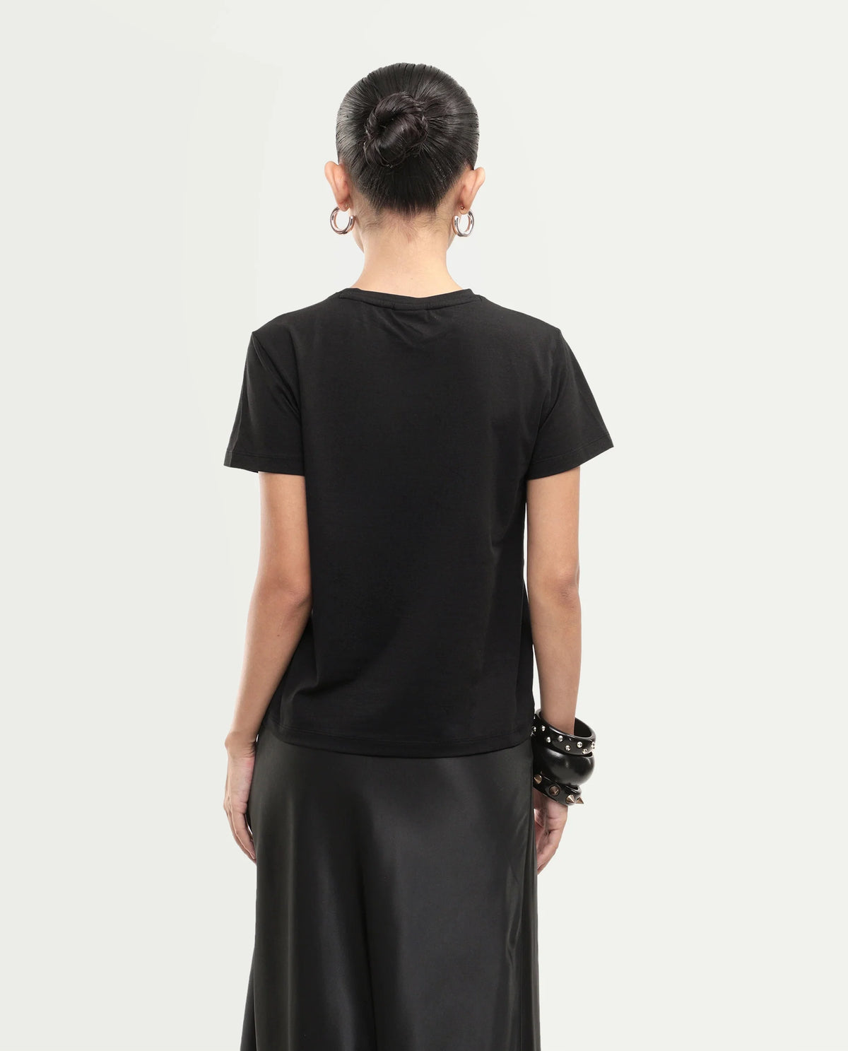 Rareism Women's Purge Black Cotton Blend Pull-On Regular Fit T-Shirt
