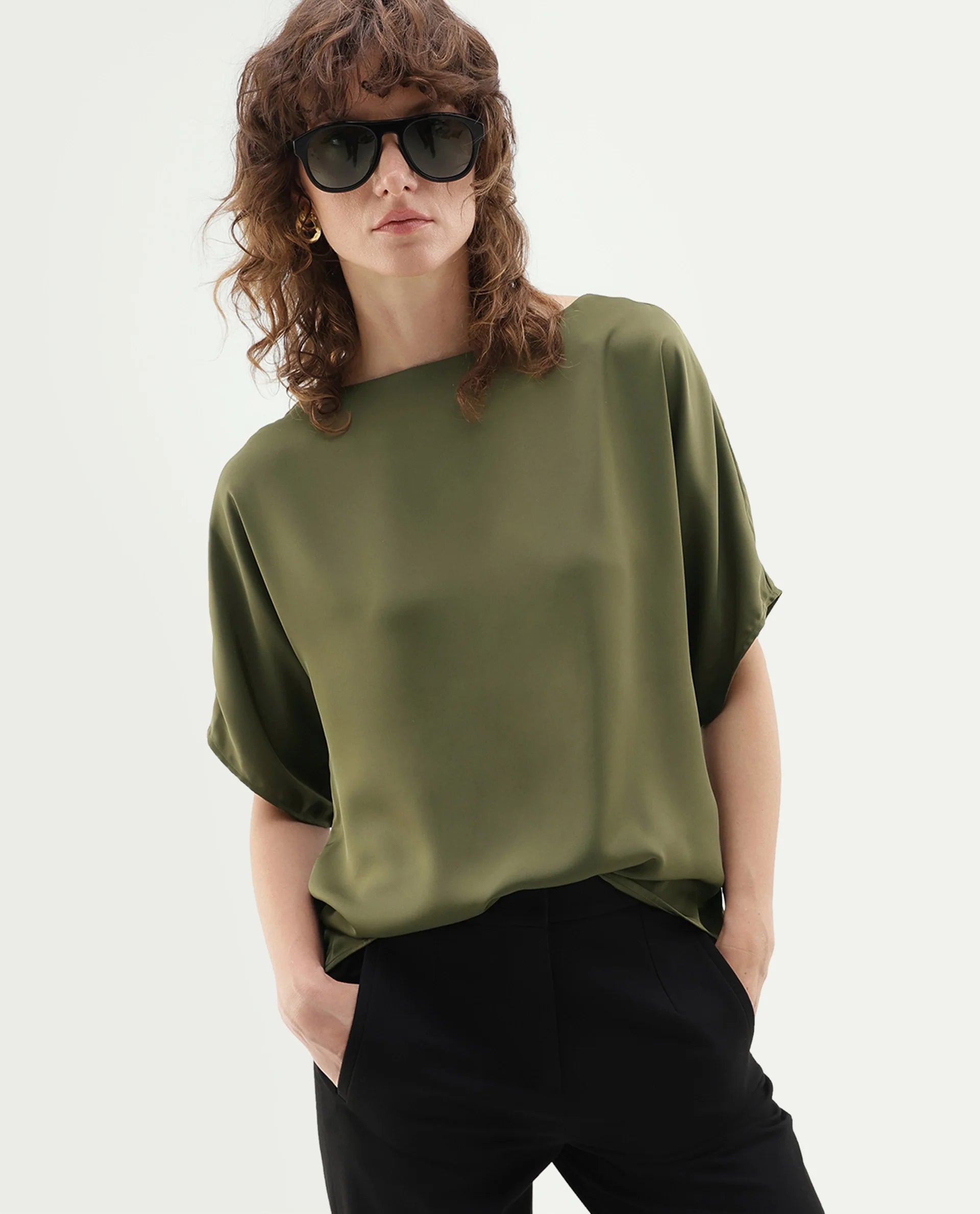 Rareism Women's Yang Gold Polyester Button Relaxed Fit Top