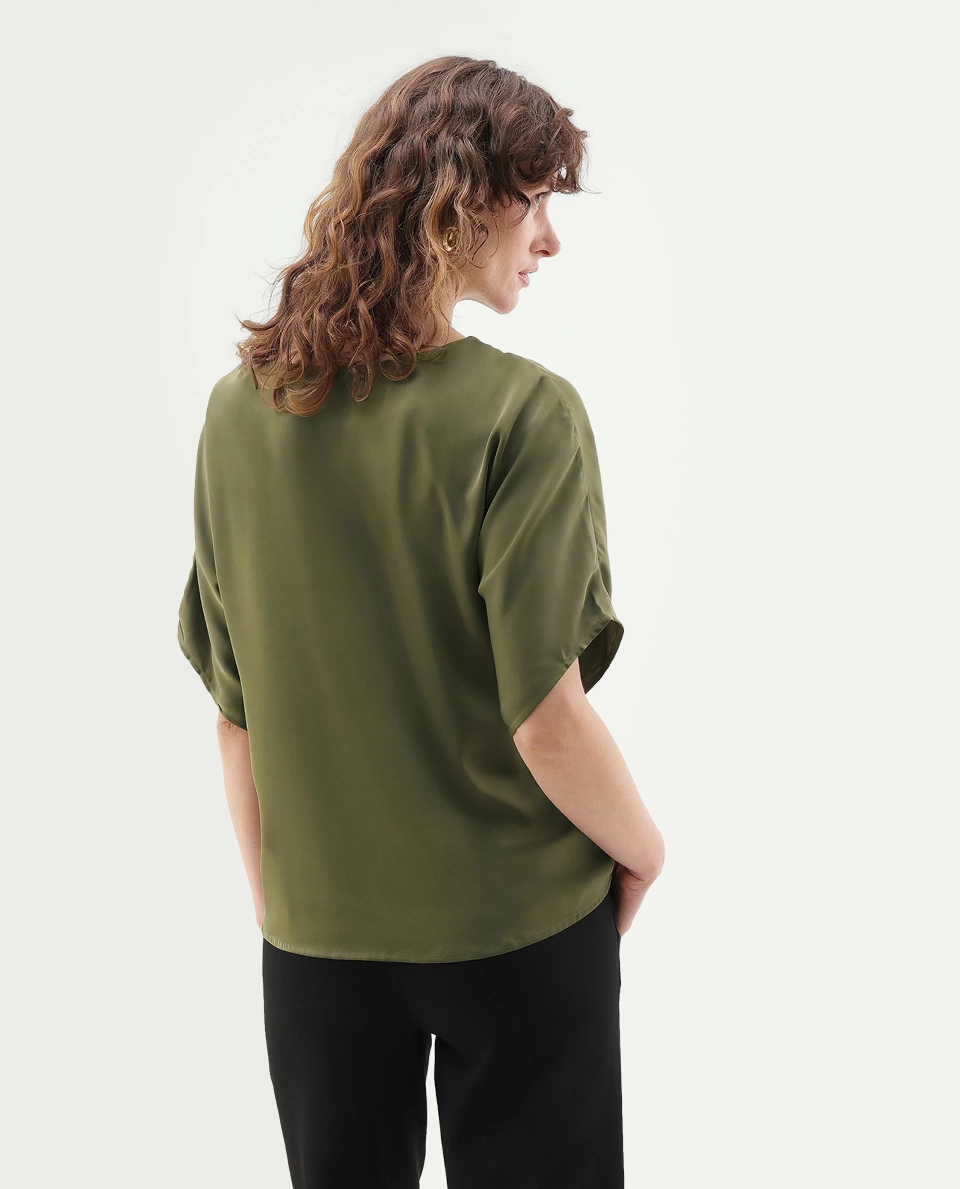 Rareism Women's Yang Gold Polyester Button Relaxed Fit Top