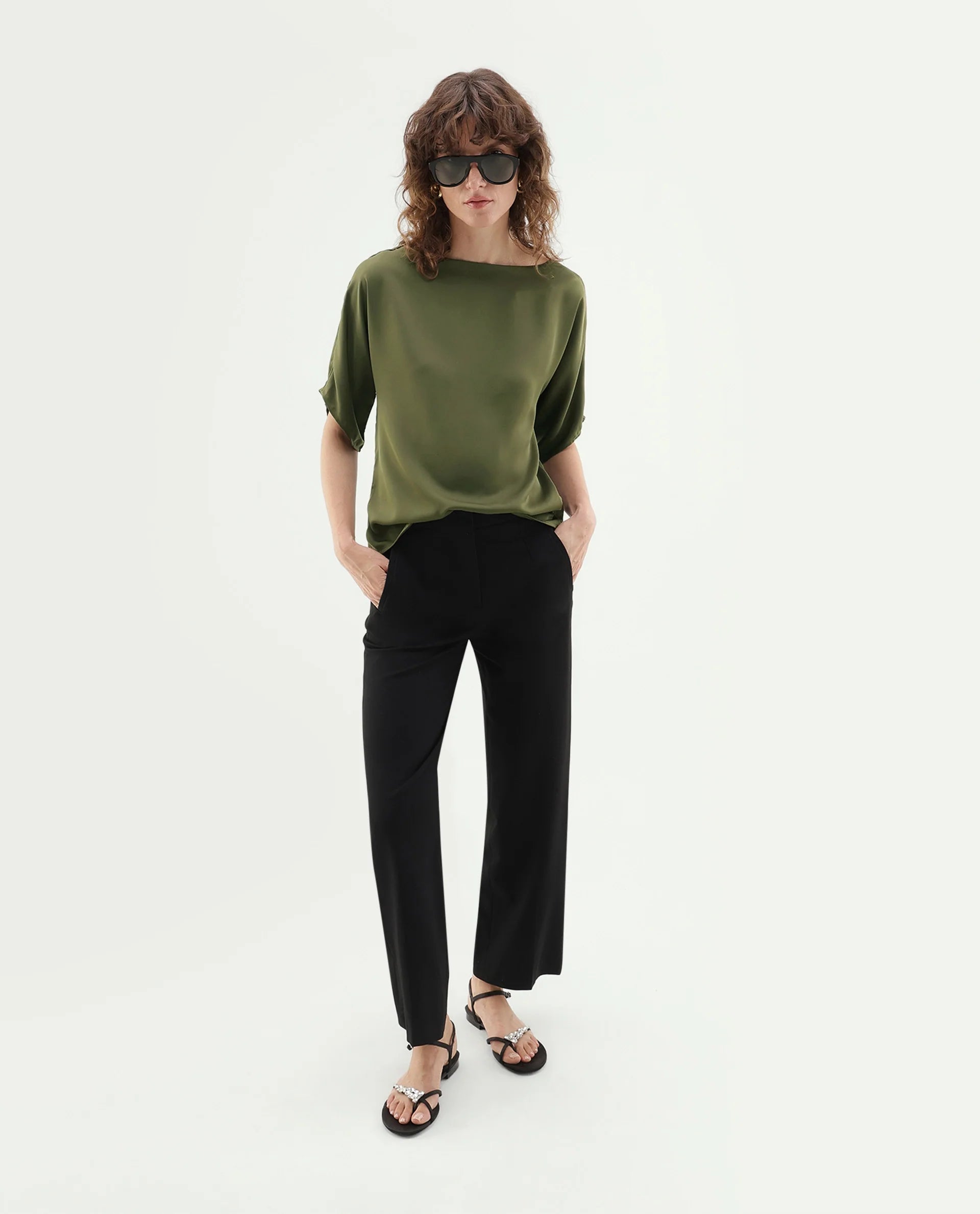 Rareism Women's Yang Gold Polyester Button Relaxed Fit Top