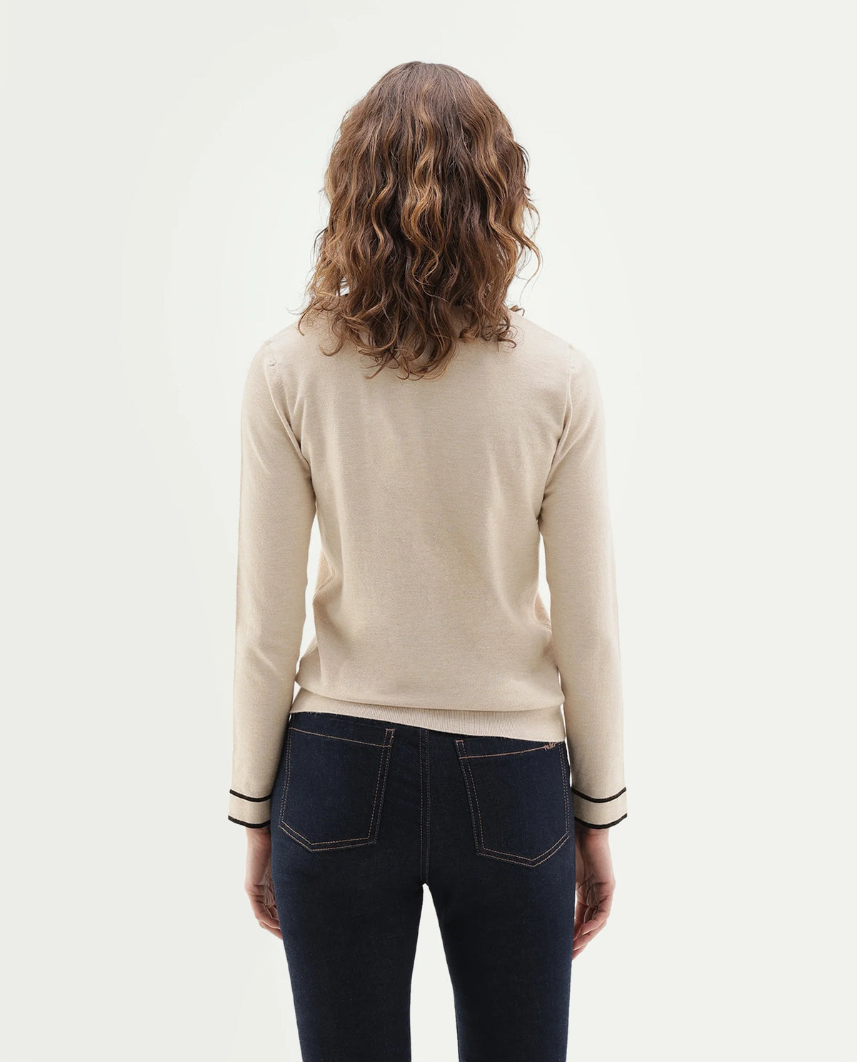 Rareism Women's Lanbo Off White Viscose Blend V-Neck Regular Plain Sweater