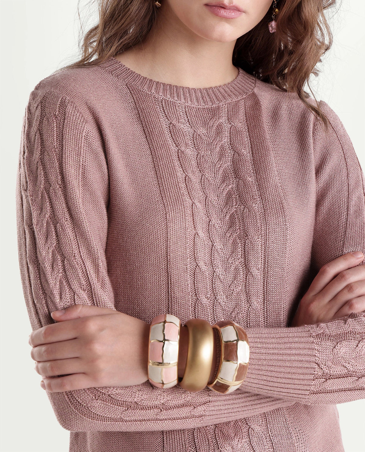 Rareism Women's Laso Dusky Pink Acrylic Blend Pull-On Relaxed Fit Sweater