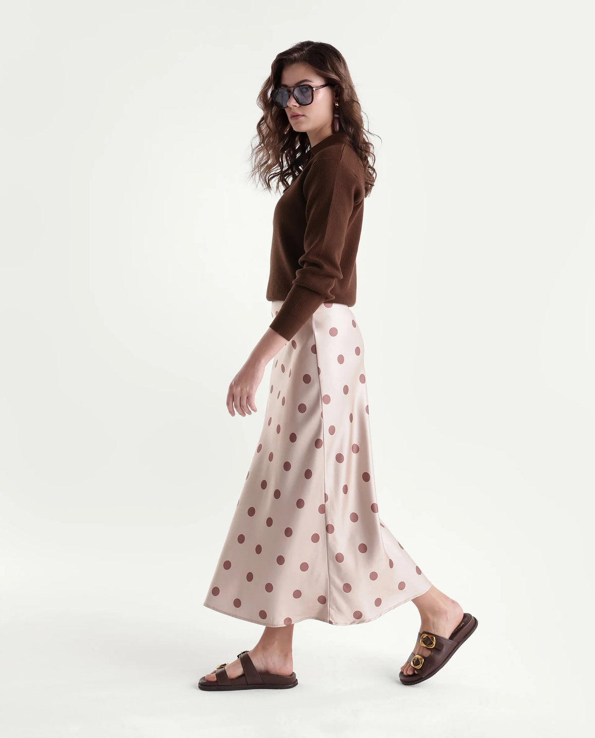 Rareism Women's Laxed-T Dark Brown Viscose Blend Pull-On Relaxed Fit Polo