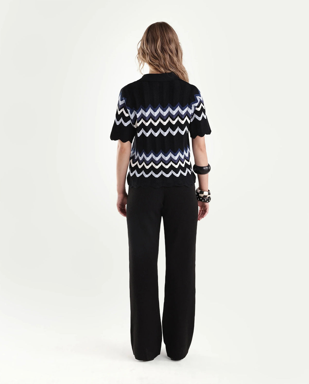 Rareism Women's Laxed-B Black Viscose Blend Pull-On Straight Track Pant