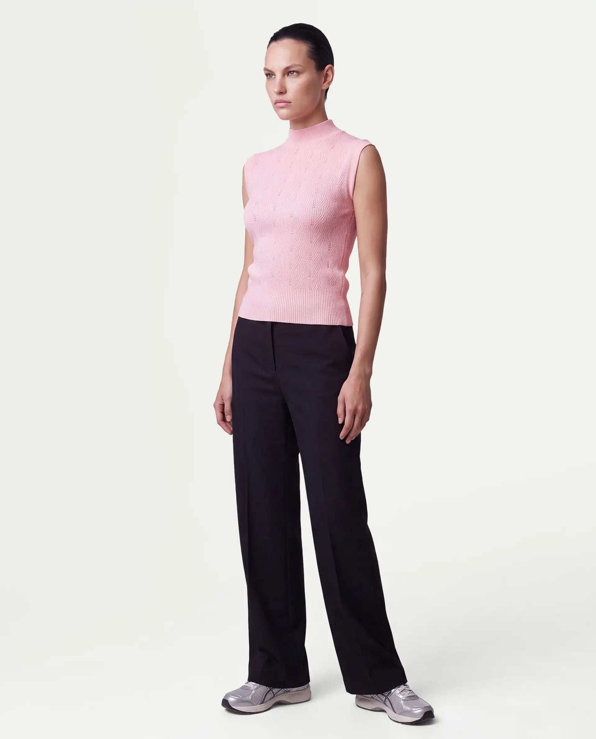Rareism Women's Lixer Light Pink Viscose Blend Pull-On Relaxed Fit Top