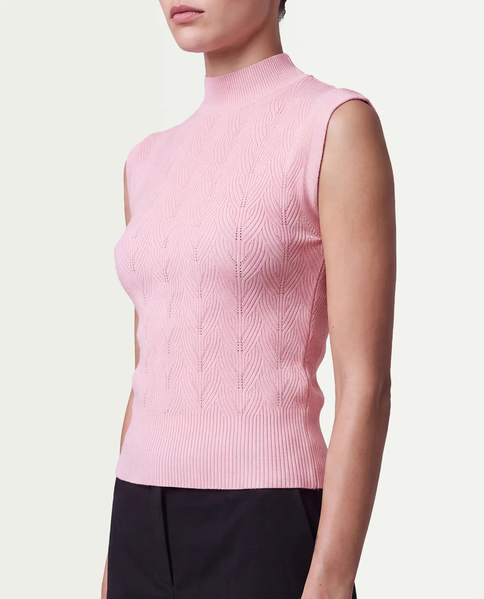Rareism Women's Lixer Light Pink Viscose Blend Pull-On Relaxed Fit Top