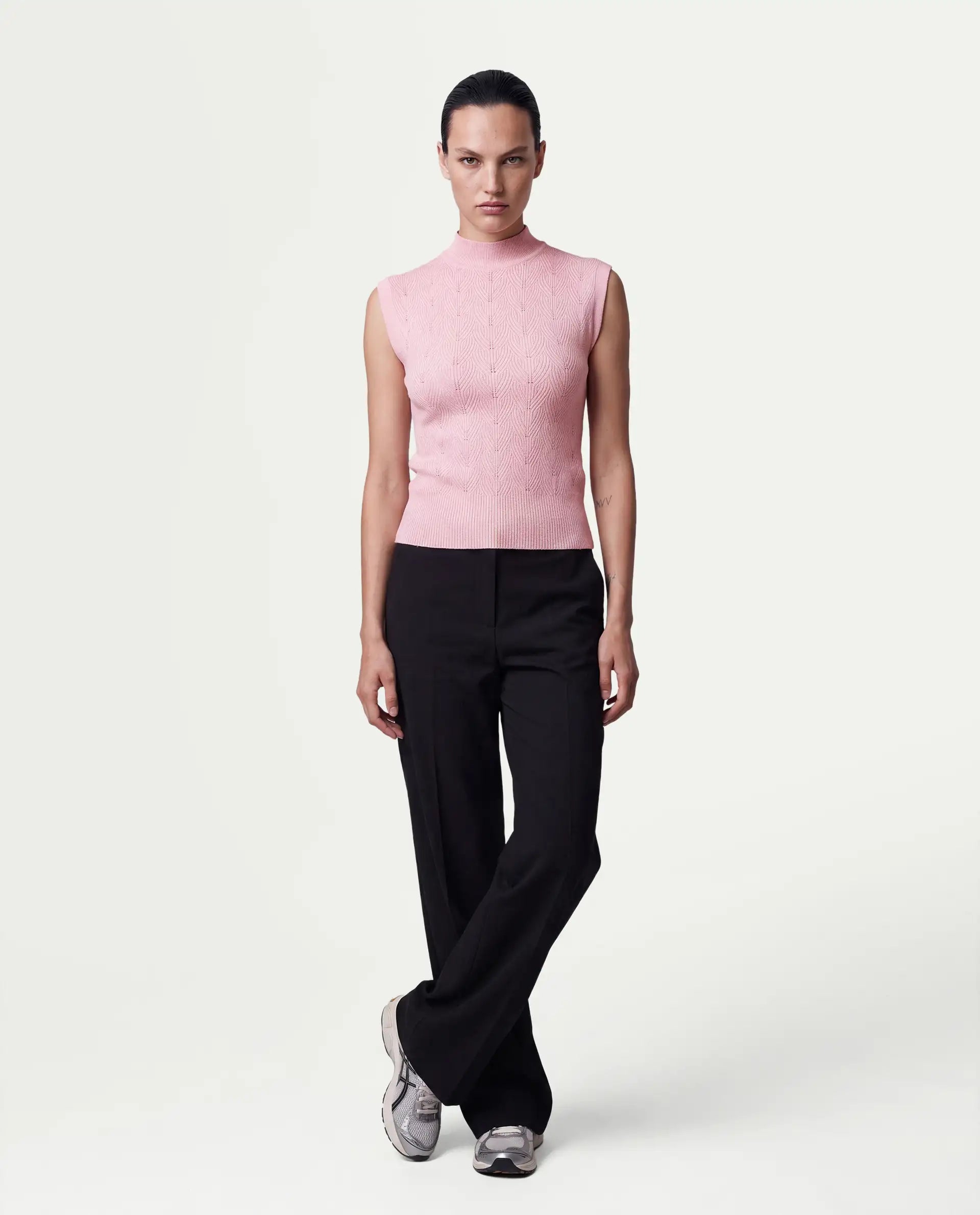 Rareism Women's Lixer Light Pink Viscose Blend Pull-On Relaxed Fit Top