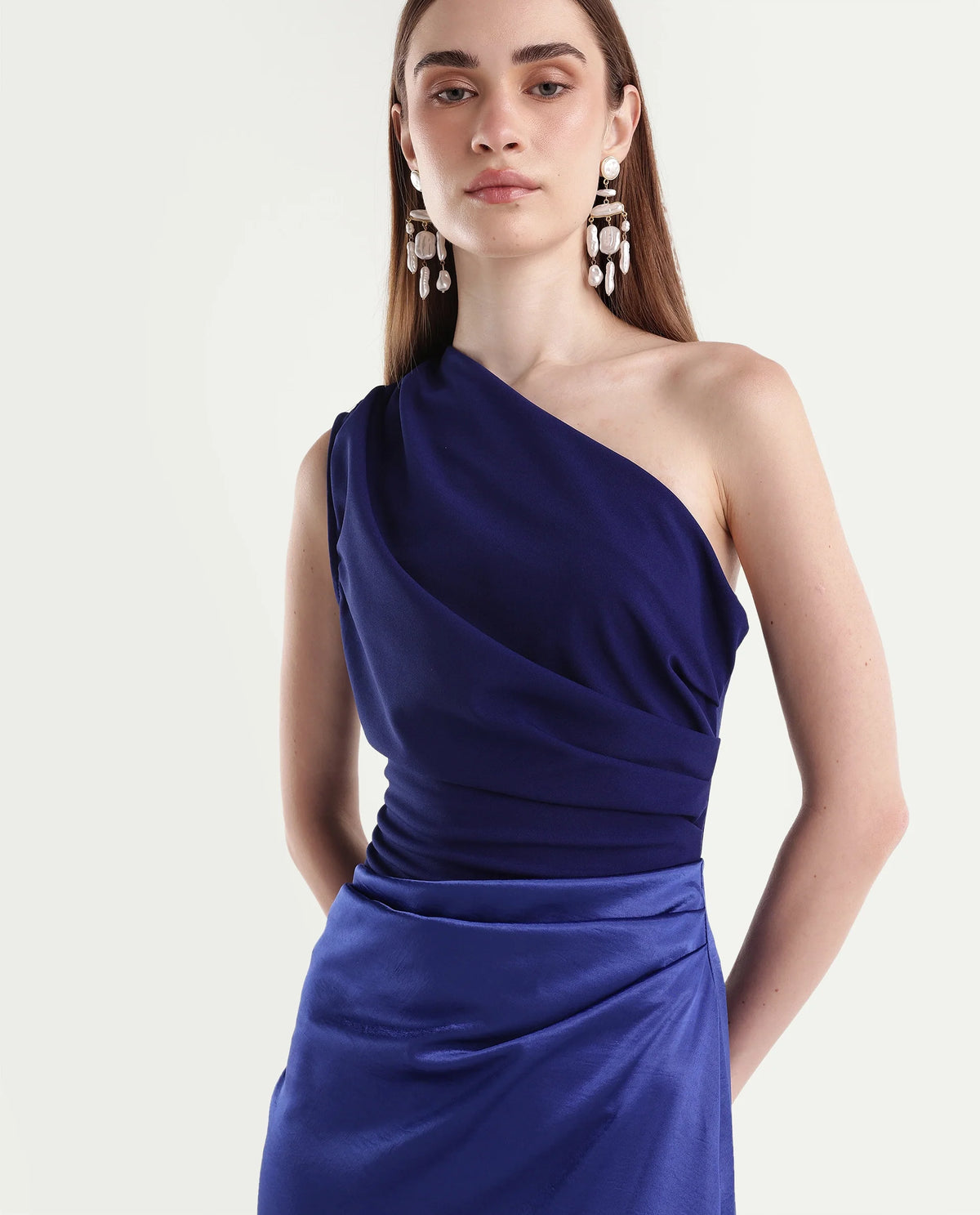 Rareism Women's Pache Navy Polyester Zipper Fitted Plain Dress - image 3
