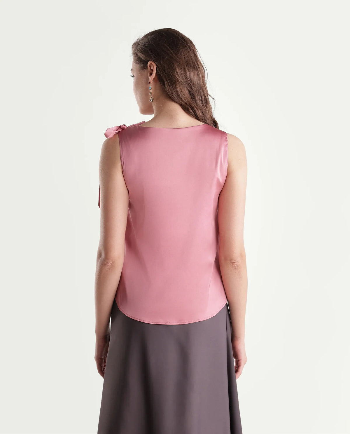 Rareism Women's Snicketti Pastel Pink Cotton Blend Cowl Neck Regular Plain Top