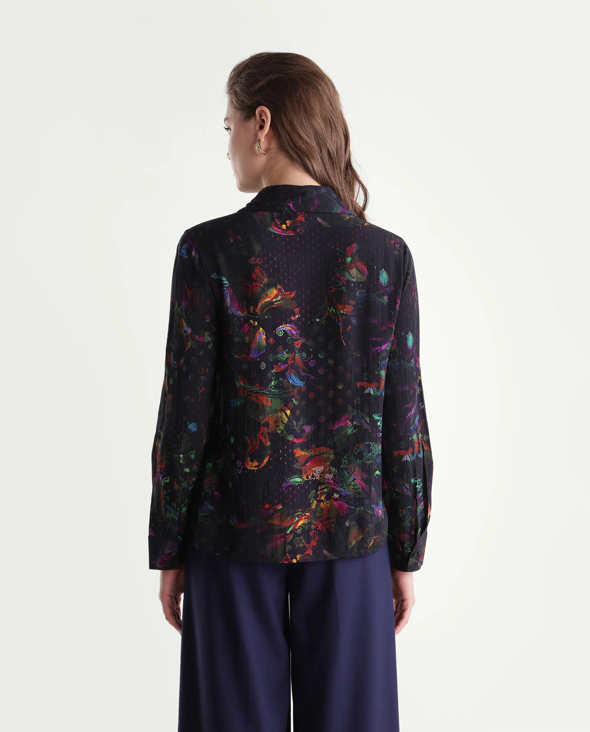 Rareism Women's Mausi Multi Viscose Spread Collar Regular Ornamental Print Shirt