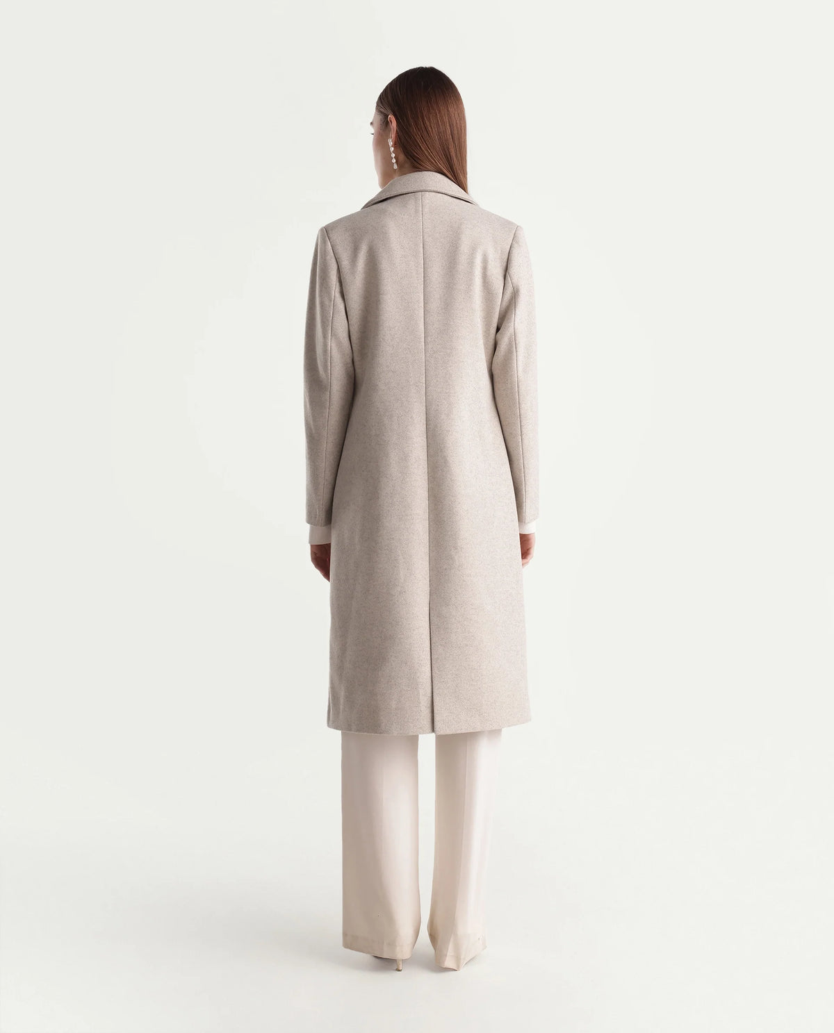 Rareism Women's Kerest Beige Polyester Blend Lapel Neck Regular Plain Coat - image 6