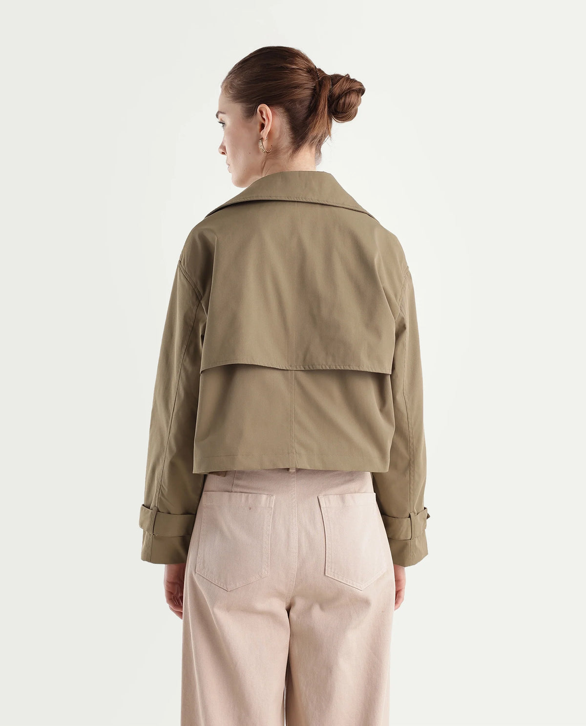 Rareism Women's Kim Beige Polyester Lapel Relaxed Solid Jacket - image 6