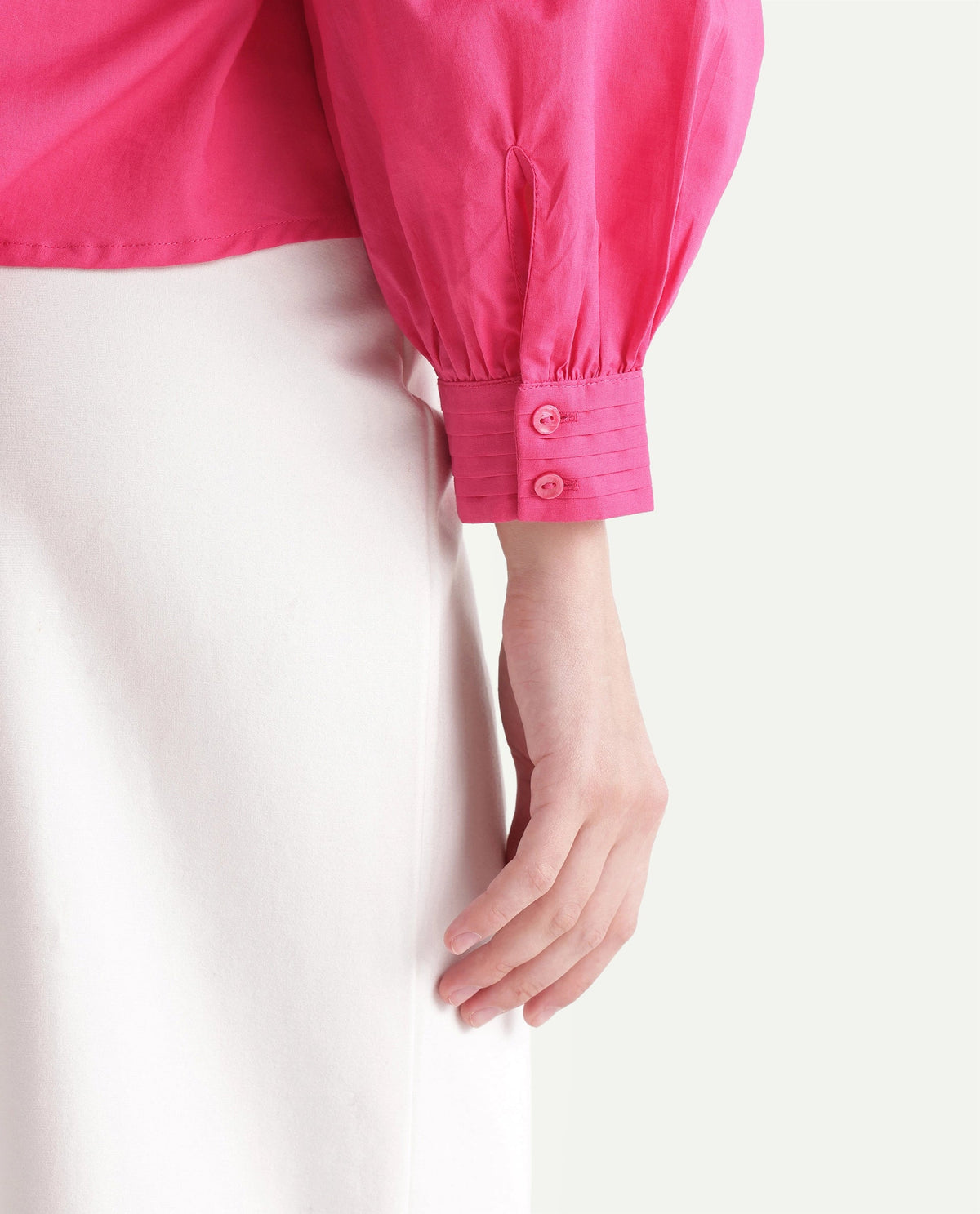 Rareism Women's Somhurs Mid Pink Cotton Spread Collar Pull-On Relaxed Plain Top