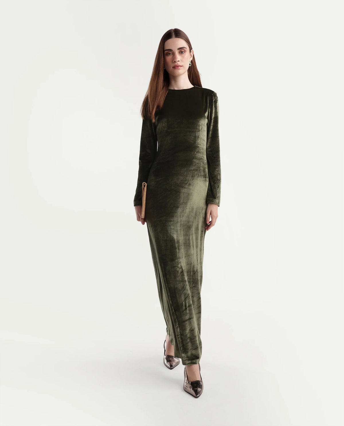 Rareism Women's Potonlo Dark Green Polyester Regular Fit Plain Dress - image 1